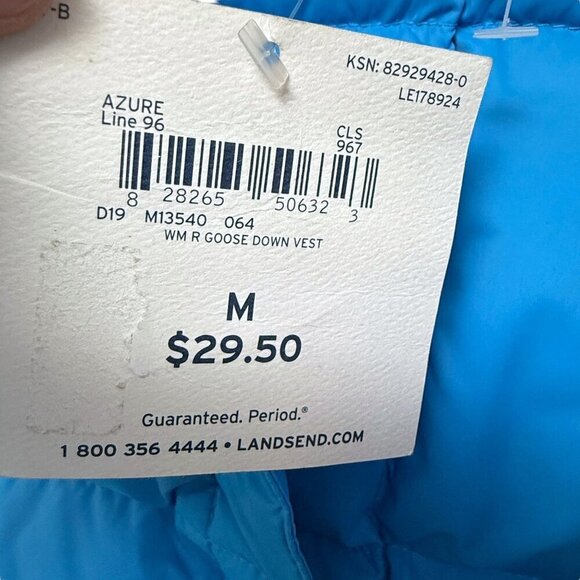 LANDS END Goose Down Vest Medium Blue Puffer Womens Jacket - Picture 6 of 11